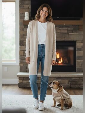 MADEWELL Kent Cardigan Sweater in Heather Cement Merino Alpaca Blend (XS)